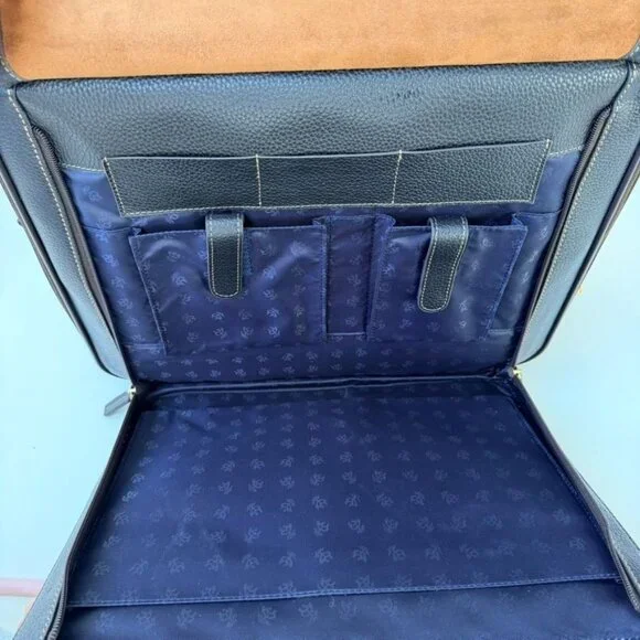 Brooks Brothers Genuine Pebbled Leather Carry-On Trolley Travel Laptop Bag – Bla - Picture 10 of 16